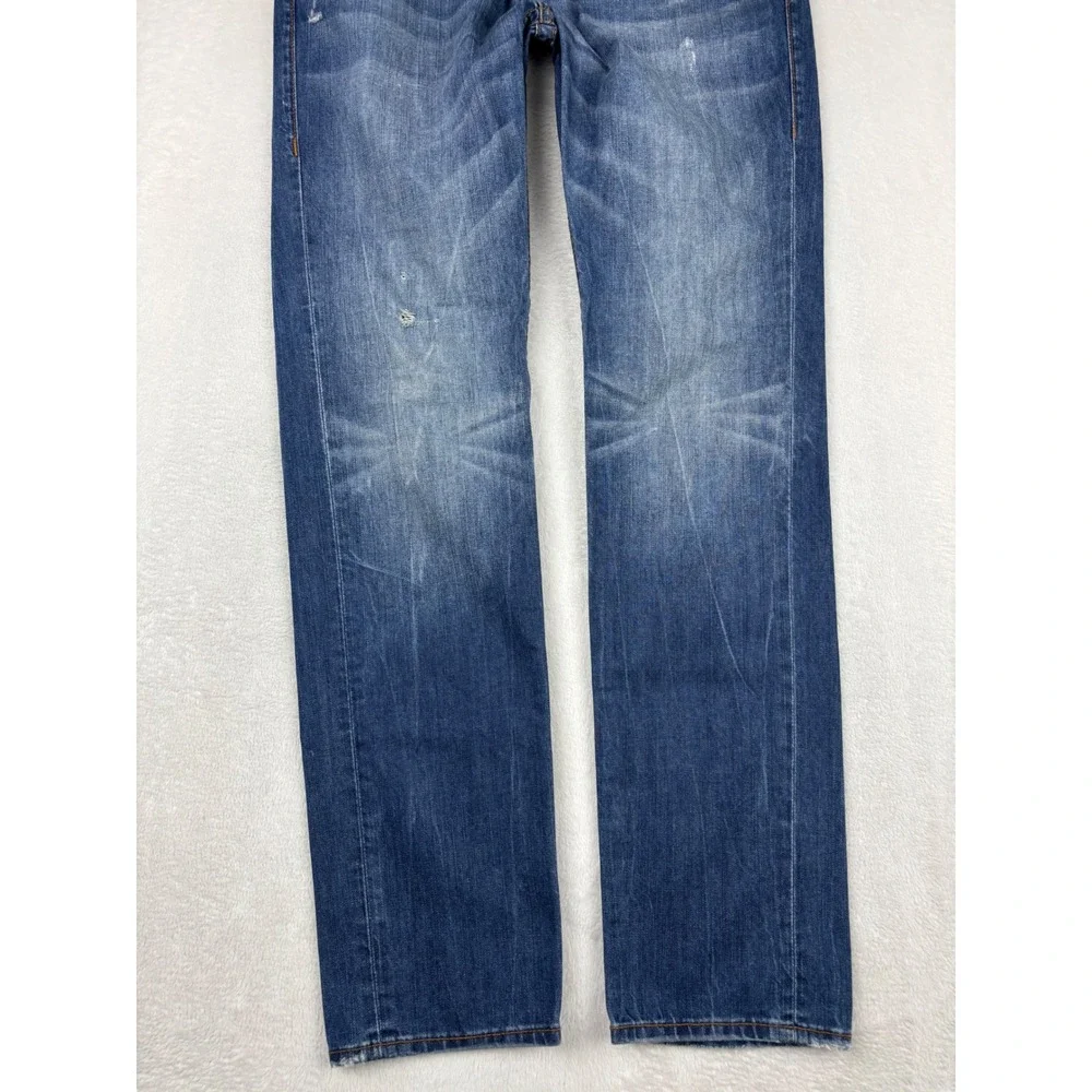 True Religion Mens 33x33 Jeans Grungy Distressed Blue Faded Denim